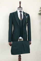 men-suits-for-business-formal-dark-green-three-pieces-peaked-lapel-suits