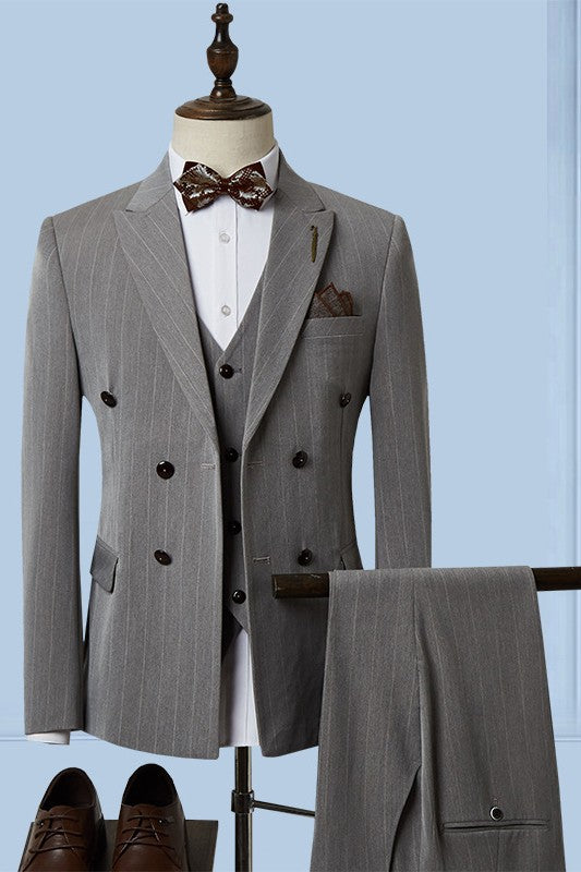 stylish-suit-for-men-gray-three-pieces-striped-classic-business-suit