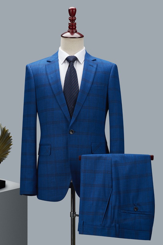 formal-deep-blue-plaid-notched-lapel-two-pieces-business-men-suits