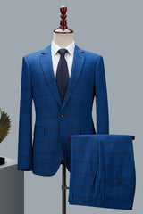 formal-deep-blue-plaid-notched-lapel-two-pieces-business-men-suits