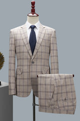 men-chic-beige-plaid-two-pieces-notched-lapel-men-suits-for-business
