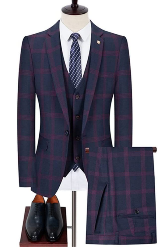 men-suits-for-business-chic-navy-blue-three-pieces-with-purple-plaid