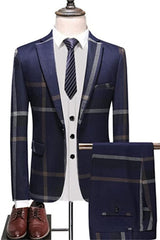 chic-navy-blue-plaid-peaked-lapel-business-customized-suits-for-men