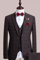 men-formal-suits-brown-plaid-three-pieces-men-blazer-for-business