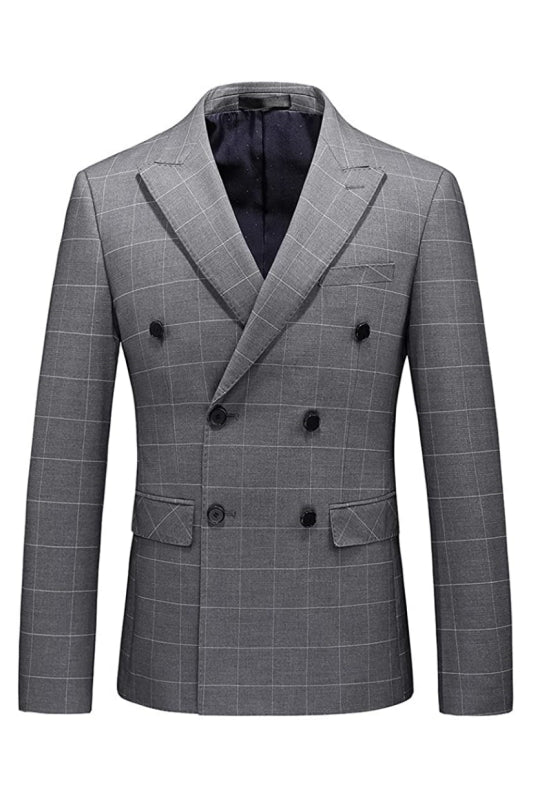 customize-formal-deep-gray-double-breasted-plaid-men-suits-for-business