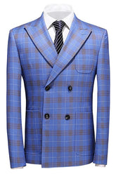men-modern-suit-blue-double-breasted-plaid-mens-jacket-for-business