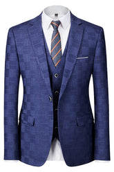 men-bespoke-royal-blue-notched-lapel-three-pieces-plaid-suits-for-business