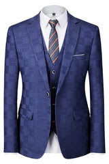men-bespoke-royal-blue-notched-lapel-three-pieces-plaid-suits-for-business