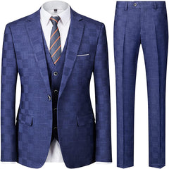 men-bespoke-royal-blue-notched-lapel-three-pieces-plaid-suits-for-business
