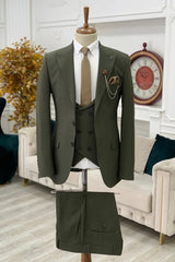 charming-men-dark-green-peaked-lapel-three-pieces-classic-business-suits