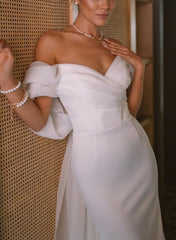 Stylish Long Off-The-Shoulder Satin Mermaid Wedding Dresses