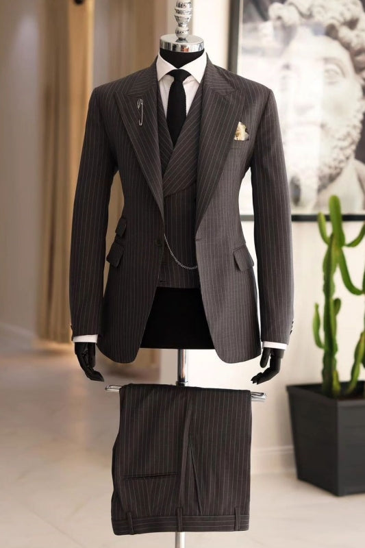 men-charming-brown-striped-peak-lapel-three-pieces-slim-fit-business-suits