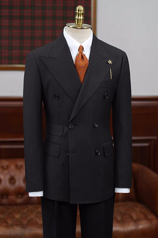 bespoke-suit-for-men-black-striped-peaked-lapel-double-breasted-suits