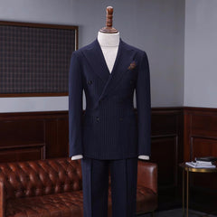 men-handsome-suit-navy-blue-striped-peaked-lapel-double-breasted-suits