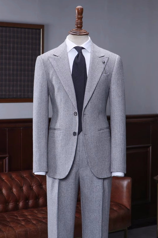 men-custom-formal-slim-fit-suit-gray-plaid-peaked-lapel-business-suits