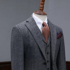 men-fancy-suit-dark-gray-plaid-notched-lapel-three-pieces-business-suits