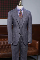 men-blazer-bespoke-dark-gray-notched-lapel-three-pieces-business-suits