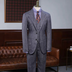 men-blazer-bespoke-dark-gray-notched-lapel-three-pieces-business-suits