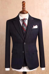men-gentle-suit-black-striped-peak-lapel-three-pieces-business-suits
