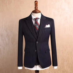 men-gentle-suit-black-striped-peak-lapel-three-pieces-business-suits