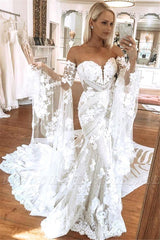 Beautiful Sweetheart Tulle Mermaid Wedding Dress with Appliques Lace