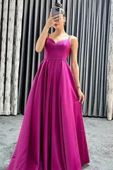 Spaghetti-Straps Sleeveless Long Evening Dress V-Neck On Sale with Beads