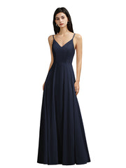 27Dress Long A-line V-neck Backless Satin Bridesmaid Dresses-27dress