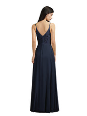 27Dress Long A-line V-neck Backless Satin Bridesmaid Dresses-27dress