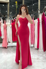 Black Spaghetti Strap Evening Dress Gown with High Slit