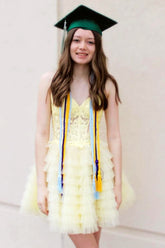 Lemon Yellow A Line Corset Ruffled Short Homecoming Dress