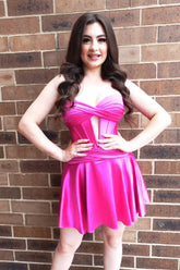 Fuchsia Sweetheart Corset A Line Short Homecoming Dress