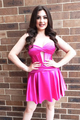 Fuchsia Sweetheart Corset A Line Short Homecoming Dress