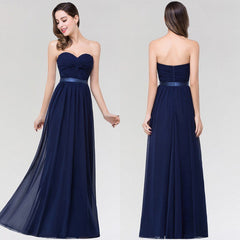 Navy Blue Sweetheart Chiffon A-Line Bridesmaid Dress