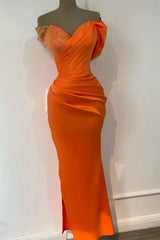 Orange Sweetheart Mermaid Sequins Evening Dress with Off-The-Shoulder Online