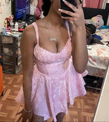 Pink Spaghetti Straps Short Satin Homecoming Dresses with Bows