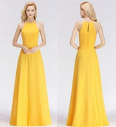 Yellow Halter Chiffon A-Line Bridesmaid Dress