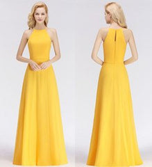 Yellow Halter Chiffon A-Line Bridesmaid Dress