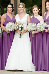 A-Line Purple Multiple Sleeveless Bridesmaid Dresses with Floor-Length