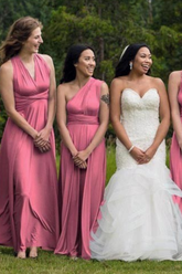 Dusty Pink Ruffles Multiway Infinity Bridesmaid Dresses Long