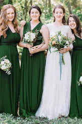 Sleeveless Dark Green Multiway Infinity Bridesmaid Dress with Floor-Length