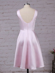 Blush Scoop Neck Satin A-Line Homecoming Dress Back View