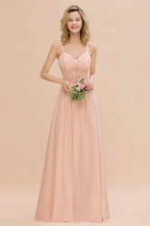 Blush Sweetheart Chiffon A-Line Long Bridesmaid Dress