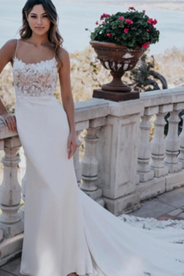 Formal Mermaid Sleeveless Spaghetti Backless Applique Wedding Dresses 27dress Formal Mermaid Sleeveless Spaghetti Backless Applique Wedding Dresses 27dress