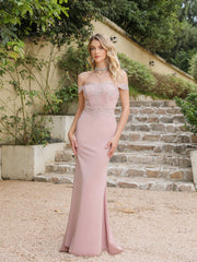 Long Off-the-shoulder Appliques Lace Mermaid Formal Dress
