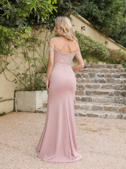 Long Off-the-shoulder Appliques Lace Mermaid Formal Dress