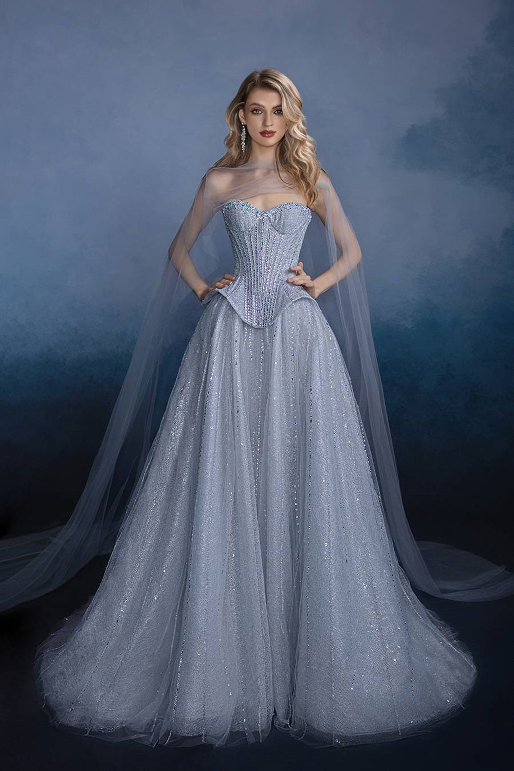 27Dress Elegant Sweetheart Tulle A-line Evening Dress with Rhinestones