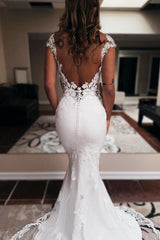Mermaid Off-the-Shoulder Satin Lace Backless Long Wedding Dresses