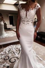 Mermaid Off-the-Shoulder Satin Lace Backless Long Wedding Dresses
