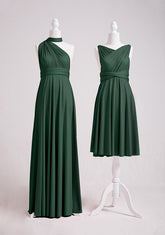 Green Empire Long Bridesmaid Dress with Ruching