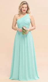 Elegant Long One Shoulder Chiffon Bridesmaid Dress